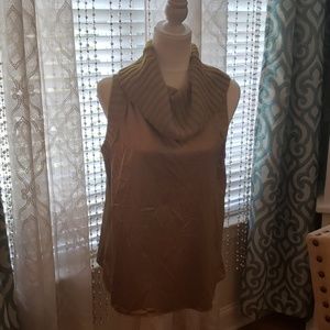 Olive Green Silk blouse with sweater colar